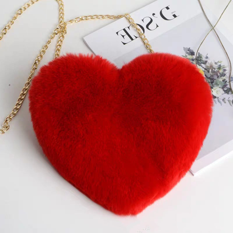 Fluffy Heart Bag Plush Valentine's Day Party Bag