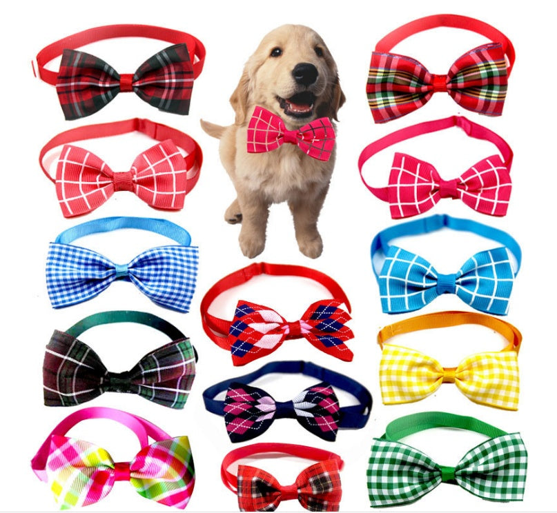 All the Plaid Bow Ties Pet Accessories