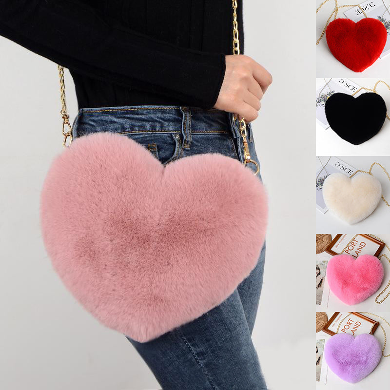 Fluffy Heart Bag Plush Valentine's Day Party Bag