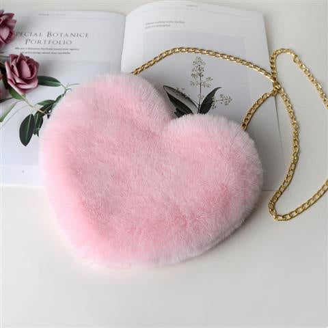 Fluffy Heart Bag Plush Valentine's Day Party Bag