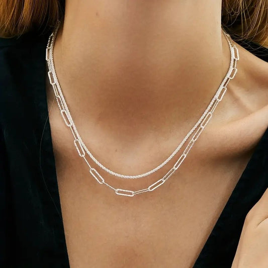 Sparkling Special-interest Design Double Layer Collarbone Necklace Set