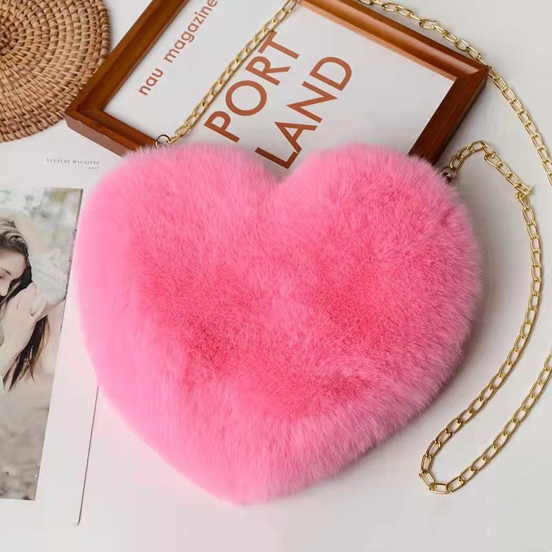 Fluffy Heart Bag Plush Valentine's Day Party Bag