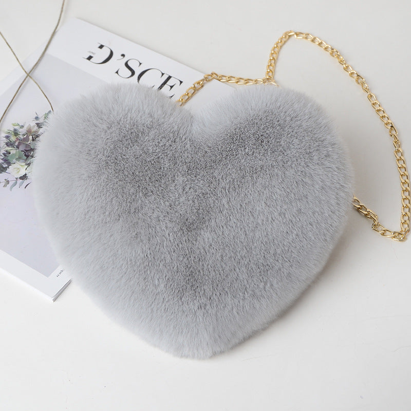 Fluffy Heart Bag Plush Valentine's Day Party Bag