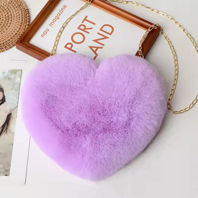 Fluffy Heart Bag Plush Valentine's Day Party Bag